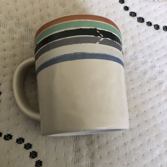 Toms Shoes Coffee Mug Simple is Beautiful Target Colored Stripes Stoneware Cup - Picture 6 of 10